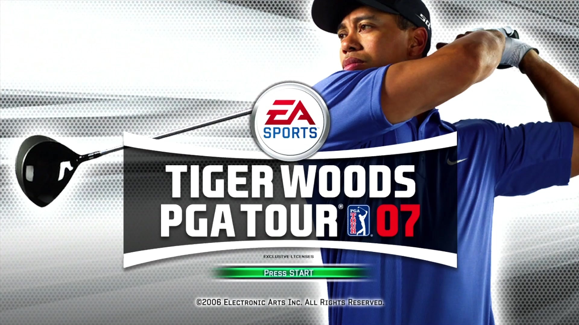 Tiger Woods PGA Tour 07 title screen for Xbox 360